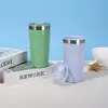 Caneca de café cerâmica minimalista, cor sólida, transfronteiriça, com isolamento a vácuo de parede dupla, copo portátil para exterior de grande capacidade, adequado para uso em carros
