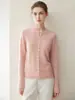 Nuevo Estilo Otoño 2026 Cárdigan 100% Cachemir para Mujer Cuello Redondo Abotonado Tejido Delgado Suéter Ropa Exterior