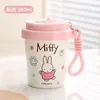 Vaso de agua de acero inoxidable 304 colaboración Miffy, diseño elegante para mujeres, adecuado para estudiantes y uso en la oficina, vaso de toma directa, taza de café, vaso portátil para viajes