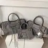 Bolso Biker con Remaches París, Bolso de Chica de Moda, Bolso de Mano Vintage de Alta Gama Francés, Bolso Almohada, Bolso Cruzado de Hombro