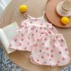 Ins Conjunto de roupas para casa do bebê Verão Bebê bonito impresso gaze de algodão Sling Top Shorts Conjunto de duas peças