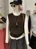 Chaleco de Punto de Color Sólido con Cuello Redondo KEKEZOON Suéter Holgado sin Mangas para Mujer Top Versátil 8953