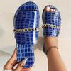 Zapatillas de Cadena de Talla Grande de Comercio Exterior Europeo y Americano para Mujer, Sandalias de Playa de Punta Abierta con Patrón de Piedra Transfronterizas