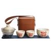 Juego de Té de Viaje de Vidrio Traje Una Tetera Tres Tazas Bolsa Portátil Ceniza de Planta Taza Expresa Kung Fu al Aire Libre Cerámica Regalo