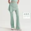 Conjunto destacável de duas peças com calça boca de sino, calça-saia de cintura alta que cobre o quadril, calça longa esportiva ao ar livre para yoga com leve boca de sino, roupa feminina para fitness