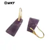 WT-E778 aretes de gancho para mujer de ojo de tigre y lapislázuli, trapezoidales, de longitud media, elegantes, de venta caliente, para la oficina