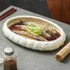 Prato de Sopa Cerâmico Bege Queimado em Forno de Fábrica, Prato de Servir, Louça de Hotel de Luxo, Prato de Jantar Criativo, Tigela de Sopa e Prato em Forma de Ovo