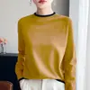 Camiseta base de punto de color bloqueado de cuello medio alto transfronteriza para mujer, nuevo top de punto de manga larga para otoño e invierno, elegante y a la moda