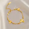 Pulsera de Acero de Titanio que No se Desvanece de Cintura Pequeña de Cuatro Hojas para Mujer Oro de 18K Nicho Lujo Accesible Pulsera Elegante de Gama Alta