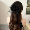Grampo de cabelo de laço de cetim vintage feminino elegante e baixo, clipe de pontail para trás, grampo de cabelo para cabeça