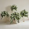 Bolas de Flores Artificiales Rosa Blanca Transfronterizas para Decoraciones de Mesa de Boda, Arreglos Florales de Plantas Verdes Estilo Bosque, Accesorios para Eventos de Fiesta