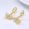 Brincos Novos Transfronteiriços Pingente Folha de Bordo Microincrustados com Zircônia de Diamante Completo Brincos Fivela de Orelha Brincos Brincos Femininos Cobre Banhado a Ouro 18K