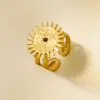 Anillo de Apertura de Diamante de Moda de Acero Inoxidable 304 de Alta Calidad para Mujer Estilo Frío Simple Combinable Anillo con Chapado en Oro de 18K en stock