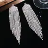 Pendientes de Borla en Forma de Abanico con Tachuelas Plateadas y Diamantes, Estilo Europeo y Americano, Personalizados, Modernos, Pendientes Exquisitos, Lujo Ligero, Gama Alta, Pendientes Elegantes para Mujer