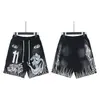 Hellstar Transfronteiriço Marca Tendência Europeia e Americana Verão Casual Esportivo Unissex Shorts Lavados Calças de Cinco Pontos