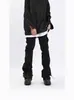Pantalones Plisados para Hombre, Marca de Moda, Estilo Funcional, Pantalones Deportivos Sueltos Casuales de Secado Rápido, Estilo con Vibras de Diseño High Street Americano