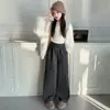 Pantalones de Niña Otoño Invierno 2026 Nuevos Pantalones Anchos Casuales Sueltos para Niños Pantalones Estrechos de Espiga para Niños Mayores Pantalones de Arroz Pegajoso