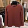 25 Anos Nova De Rong Camiseta Masculina Casual Gola Redonda Manga Longa Cor Sólida Tendência Versátil Jovem e Meia-Idade Camisa Base Moletom t