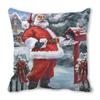 Fundas de Almohada Serie Navideña de Amazon Transfronteriza Papá Noel Fundas para Cojines de Sofá Decoración Festiva Fundas de Almohada de Lino