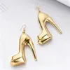 Pendientes de Zapatos de Tacón Alto Creativos Estilo Metal Brillante Elegante Exagerado Pendientes de Moda Transfronterizos Europeos y Americanos Pendientes de Gama Alta para Mujeres
