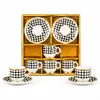 Nuevo Juego de Tazas de Café de Cerámica Estilo Europeo, Tazas de Café Estampadas en Oro Transfronterizas, 6 Tazas y 6 Platillos de Oriente Medio, Tazas Prácticas para el Té de la Tarde