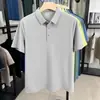 Estilo Novo de Verão Masculino Respirável Cor Sólida Gola Lapela Fina Camisa Polo Fresca Seda de Gelo Casual de Negócios Manga Curta Top para Homens