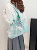 Bolso de Hombro Patchwork Menta Fresca Mambo Bolso Tote de Gran Capacidad Simple Doble Uso Doble Pan Primavera y Verano Nuevo