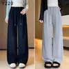 Pantalones de maternidad para primavera y otoño 2026, estilo nuevo, sin apretar, para figuras petite, tallas grandes, sin soporte para el vientre, pantalones de pierna ancha con cordón para otoño