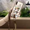 Adequado para Capa de Celular Samsung Lanyard de Duas Cores Concha Macia de Silicone Bolsa de Ombro Desenho Animado Jovem Criativo À Prova de Poeira Resfriamento Versão Q