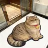 Tapete de chão de diatomáceas com desenho de gato, tapete de pé absorvente para banheiro, secagem rápida, antiderrapante, resistente à sujeira, resistente ao desgaste, fácil de manter