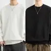 Sudadera casual de forro polar para hombre, nuevo estilo de invierno, negro, blanco y gris, corte holgado, cuello redondo, manga larga, top deportivo, prenda exterior