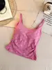 Camisola para niña dulce y seductora con estampado de lazos y copas en el busto, top sexy y versátil con diseño de cuello cuadrado, moderno