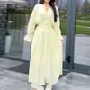 Vestido de Verano 2026 Nuevo Transfronterizo para Mujer Vestido Plisado de Color Sólido con Cuello en V Estilo Retro Francés Fresco para Mujer