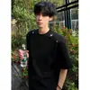 Camiseta de Verano para Hombre Joven Estilo Americano Patchwork Bordado de Punto Cruz Manga Corta Resistente Hombro Normal Corte Limpio Media Manga
