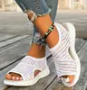 Sandalias de Moda Peep-Toe con Bloques de Color Transfronterizas Europeas y Americanas, Talla 25, Nuevo Estilo de Comercio Exterior, Tejido Fly-Knit Europeo y Americano, Venta al por Mayor de Amazon, Tallas Grandes