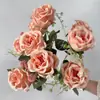 Simulação de 9 rosas redondas flores artificiais buquê casamento hotel decoração adereços caminho guia Amazon rosas