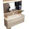 Baño Combinación de Gabinete de Baño Estilo Crema Pizarra Cerámica Lavabo Integrado de Termocurvado Inodoro Lavado