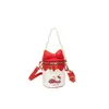 Linda Bolsa Infantil con Moño de Dibujos Animados, Mini Bolso Cubo para Niñas Estilo Chanel con Perlas, Bolso Cruzado Mini de Moda