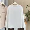 Camiseta Básica de Otoño para Hermana Gordita Talla Grande para Mujer 100kg Casual Corte Estéreo Delgado Camiseta de Manga Larga con Letra 4693