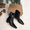 Botas Western Cowboy de Couro Genuíno Estilo Francês Design de Nicho Botas Curtas Camurça Estilo Coreano Moda Outono/Inverno para Mulheres