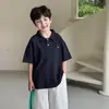 Tongku 2026 Moda de Verano para Niños Camisa Polo Camiseta Bordado de Perro Color Sólido Versátil de Manga Corta para Niños