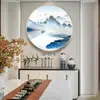 Nueva pintura decorativa redonda zen china paisaje a tinta sala de té pintura colgante sala de estar entrada estudio restaurante pintura mural núcleo