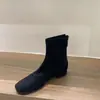 Encuentro Primero Temporada Botas Ajustadas Mujer 2026 Otoño/Invierno Nuevas Botines Elásticos de Punta Cuadrada Botas Martin de Gamuza Botas Cortas de Punta Cuadrada