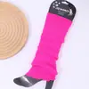 Cobre-meias Coloridos com Barra de Orelha para Festas de Outono e Inverno, Proteções de Lã Tricotada Femininas, Meias Empilhadas, Cobre-meias Lisos de Cor Fluorescente