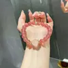 Pulsera Original de Cristal Natural de Fresa para Atraer Amor, Pulsera de Cristal Rosa de Buena Suerte, Exquisito Regalo para Novia o Mejor Amiga