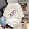 Atacado do Fabricante Tendência Verão Estampa de Urso Versátil Solto Manga de Cinco Quartos Moda Estilo Casal Camiseta