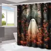 Cortina de Chuveiro Halloween Fantasma Abóbora Amazon Casa Impermeável e à Prova de Mofo Cortina de Chuveiro Divisória de Banheiro Cortina de Chuveiro