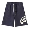 Shorts Azules Oscuros Boca de Tiburón para Hombre 2025 Principios de Verano Ropa Marca de Moda Pantalones de Cinco Puntos Holgados Rectos Pantalones de Playa