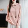 Sudadera casual holgada de algodón puro para mujer, suéter de punto para primavera y otoño, versátil y adelgazante, adecuado como prenda exterior o como capa base