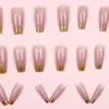 Uñas postizas minimalistas de tacón alto, estilo francés simple, nobles, 24 piezas, exportación europea y americana, calidad, color oro rosa, uñas ponibles